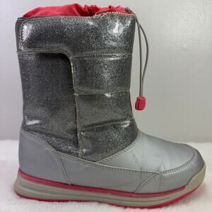 Lands’ End Girls’ Winter Snow Boots “Snow Flurry” Silver Glitter – Size 5 Youth